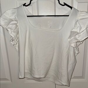 White Ruffled Sleeve Women's Top